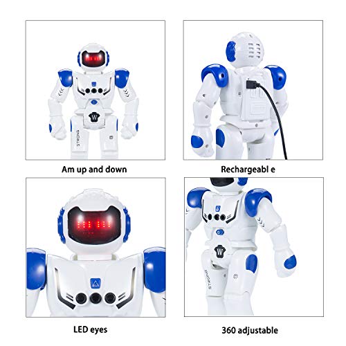 Vindany Inteligente RC Robot Juguete Control Remoto Gesto Robot Kit con programación Intelectual, Cantando y Bailando Robots Recargables multifuncionales para niños (Azul)