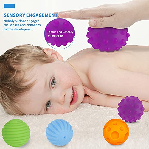 VintageⅢ 4 bolas sensoriales para niños pequeños masajes a mano, juguete para capturar juguetes para niños pequeños bolas sensoriales con efecto de sonido