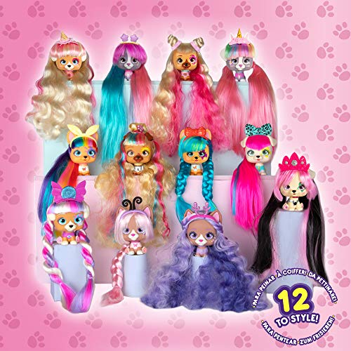 VIP Pets - Mini Muñecas Perritas coleccionables con pelo largo a peinar; para niñas a partir de 3 años - Modelo Surtido Sorpresa