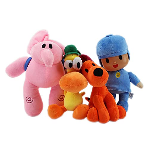 ViperIMR Pocoyo Juguete De Felpa 4 Piezas Set Pocoyo Pato Elly Y Luna Peluches Suave Muñeca Regalo para Niños Niñas Y Fanáticos