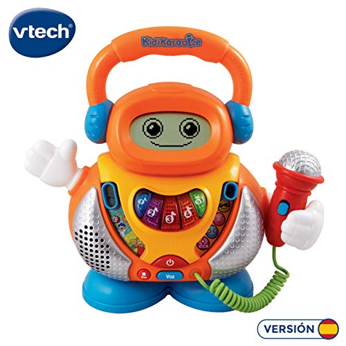 VTech-80-108022 Kidikaraoke Karaoke interactivo para aprender las canciones más populares, pantalla LCD, transforma tu voz de 4 formas distintas, versión española, color surtido, 18m+ (80-108022)