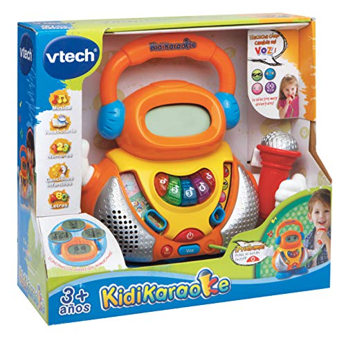 VTech-80-108022 Kidikaraoke Karaoke interactivo para aprender las canciones más populares, pantalla LCD, transforma tu voz de 4 formas distintas, versión española, color surtido, 18m+ (80-108022)