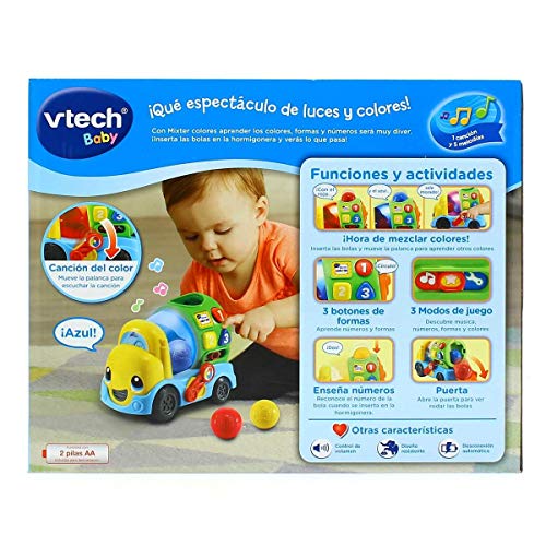 VTech-80-601922 Mixter, camión hormigonera Infantil con más de 75 melodías, Canciones y Voces, enseña Formas, números y a Mezclar los Colores Mediante Luces, Multicolor (3480-601922)