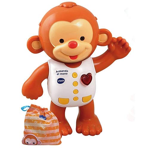 VTech - Armando el mono, Monito interactivo para aprender a vestirlo, enseña los colores, hábitos para vestirse, emociones, sentimientos y estimula los sentidos del tacto, auditivo y visual, 33.0 x 28.2 x 9.9 (80-129622)