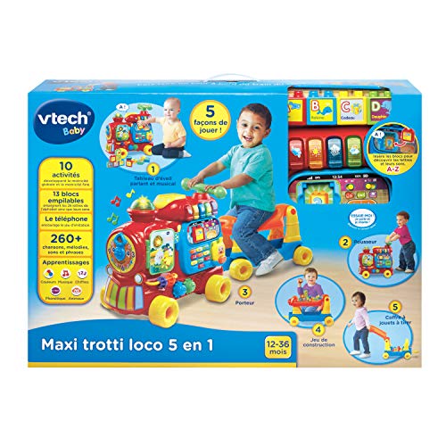 VTech Baby - Jueguete educativo electrónico Maxi tren 5 en 1, multicolor, versión francesa