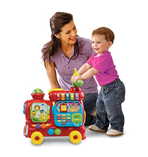 VTech Baby - Jueguete educativo electrónico Maxi tren 5 en 1, multicolor, versión francesa