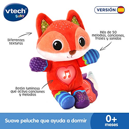 VTech - Bosque, Dulces sueños y Abrazos, Peluche Interactivo para bebés +3 Meses, Diferentes Texturas, botón Luminoso Que Activa + de 50 Canciones, melodías y Frases, Multicolor, versión ESP