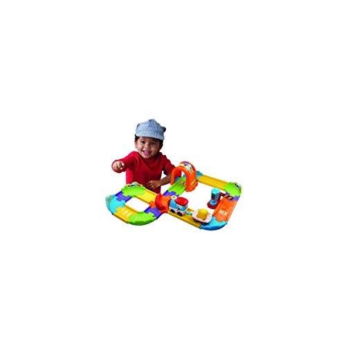 VTech- Circuito de Tren TutTut Bólidos Playset Interactivo, Incluye vehículo con Remolque (80-152122), 35.1 x 28.4 x 12.2 (3480-152122)