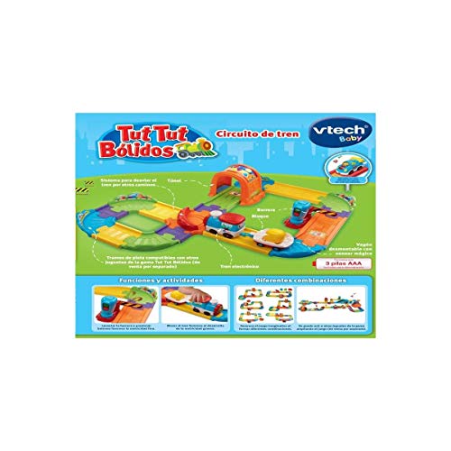 VTech- Circuito de Tren TutTut Bólidos Playset Interactivo, Incluye vehículo con Remolque (80-152122), 35.1 x 28.4 x 12.2 (3480-152122)