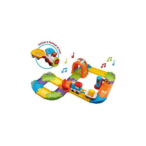 VTech- Circuito de Tren TutTut Bólidos Playset Interactivo, Incluye vehículo con Remolque (80-152122), 35.1 x 28.4 x 12.2 (3480-152122)