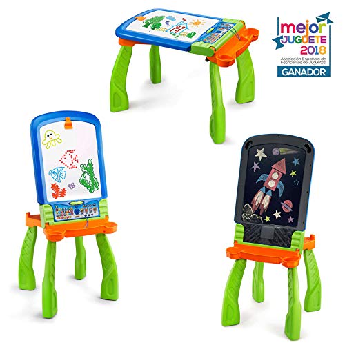 VTech DigiART - Caballete PequeARTista 3 en 1, pizarra electrónica interactiva que se transforma en tres juguetes, caballete mágico, pizarra con tiza y mesa de dibujo (3480-193522)