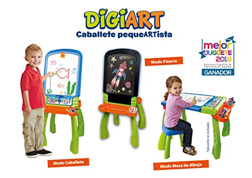 VTech DigiART - Caballete PequeARTista 3 en 1, pizarra electrónica interactiva que se transforma en tres juguetes, caballete mágico, pizarra con tiza y mesa de dibujo (3480-193522)