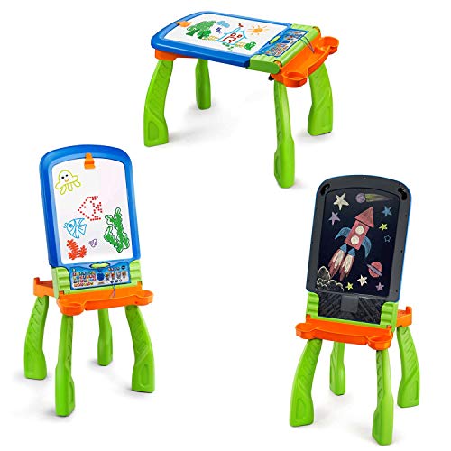 VTech DigiART - Caballete PequeARTista 3 en 1, pizarra electrónica interactiva que se transforma en tres juguetes, caballete mágico, pizarra con tiza y mesa de dibujo (3480-193522)