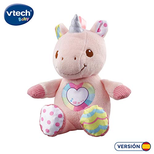 VTech-El Unicornio cantarín Suave Peluche Interactivo con Diferentes Texturas. (3480-528122)