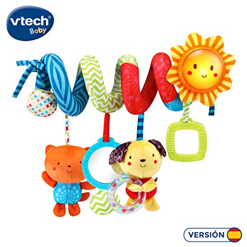 VTech- Espiral Canciones y Animales Colgante Peluche para Silla, Carro de Paseo electrónico Interactivo, Multicolor (3480-522122)