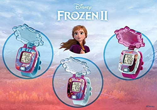 VTech - Frozen II, Reloj mágico educativo Anna, reloj multifunción con diferentes juegos, tapa protectora y pantalla con animaciones de los personajes Elsa, Anna y Olaf, color morado (80-518867)