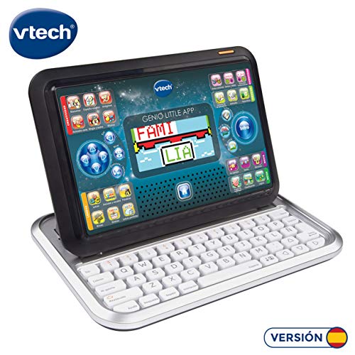 VTech Genio Little App, Juguete para aprender en casa, ordenador tablet educativo para jugar en dos modos distintos, 80 actividades que enseñan letras, inglés, matemáticas, ciencias, negro (80-155522)