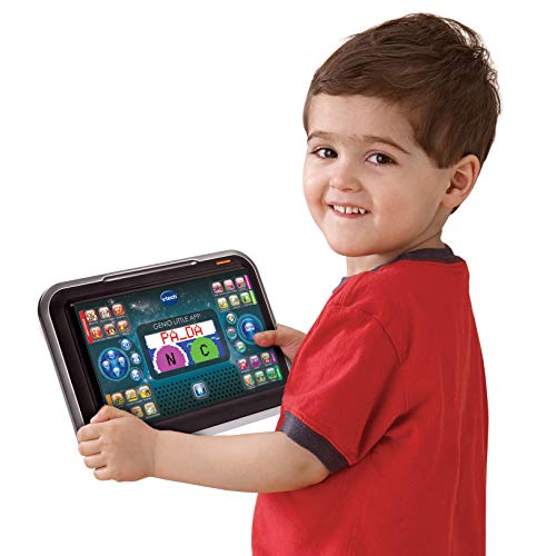 VTech Genio Little App, Juguete para aprender en casa, ordenador tablet educativo para jugar en dos modos distintos, 80 actividades que enseñan letras, inglés, matemáticas, ciencias, negro (80-155522)