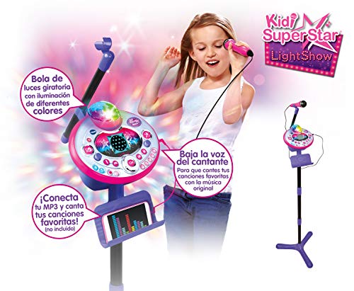 VTech - Kidi SuperStar LightShow, Karaoke electrónico interactivo, Rosa (80-165822)