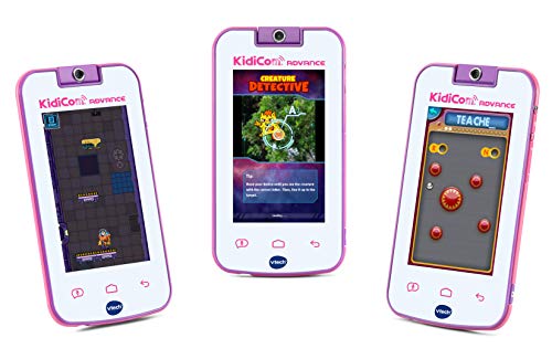 VTech - Kidicom Advance, dispositivo inteligente para niños, pantalla táctil 5" HD, objetivo giratorio 180º para fotos, selfis y vídeos, control parental, juegos, color blanco/rosa (80-186657)