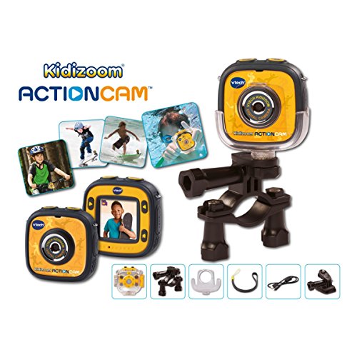 VTech- Kidizoom Action CAM Cámara de Fotos y Vídeos, Color Negro/Amarillo, 28.7 x 20.1 x 8.1 (3480-170722)