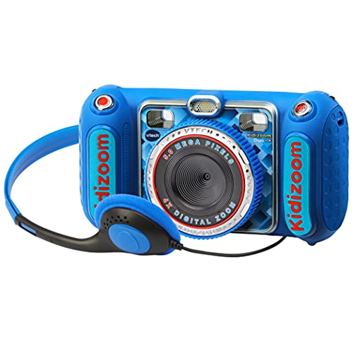 VTech - Kidizoom DUO DX, cámara de fotos para niños, vídeos, filtros, reproductor de música, juegos, USB, control parental, versión ESP, color azul (3480-520022)