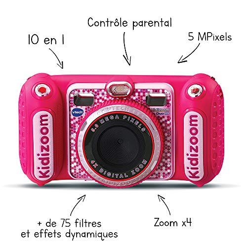 VTech Kidizoom Duo DX Rosa, cámara de Fotos Infantil 10 en 1, filtros dinámicos - Versión FR