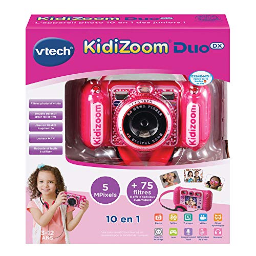 VTech Kidizoom Duo DX Rosa, cámara de Fotos Infantil 10 en 1, filtros dinámicos - Versión FR