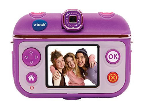 VTech Kidizoom Selfiecam Cámara De Fotos, Color Morado, Única (3480 193722) + Kidizoom Smart Watch Dx2 para Niños, Color Rosa (Frambuesa) (80 193847)