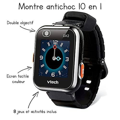 VTech Kidizoom Smart Watch DX2 - Reloj Inteligente para niños, Color Negro, versión Francesa (193865)