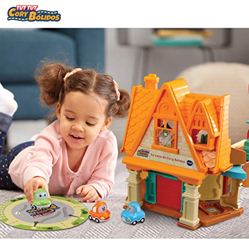 VTech - La Casa de TutTut Bólidos, playset interactivo con diferentes elementos para manipular e interactuar, incluye tres vehículos y varias zonas mágicas que activan respuestas, multicolor