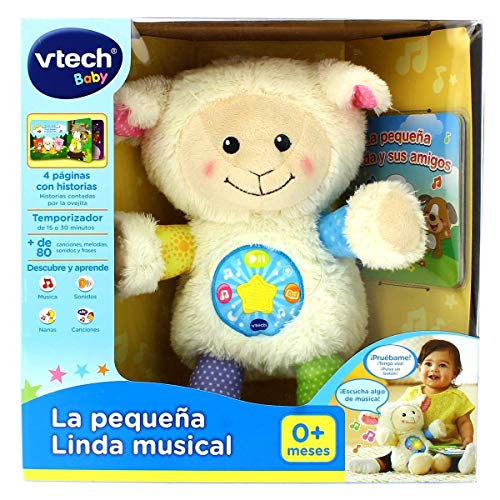 VTech-La pequeña Linda Musical Peluche bebé Interactivo, con Cuentos, Historias y Canciones Que desarrollan el lenguaje y la estimulación Visual y auditiva, Multicolor (3480-506722)