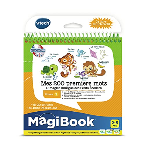 VTech – Libro MagiBook – Mes 2 primeras Palabras en francés/inglés – Aprender el inglés – Libro bilingüe, Libro Educativo – Versión FR