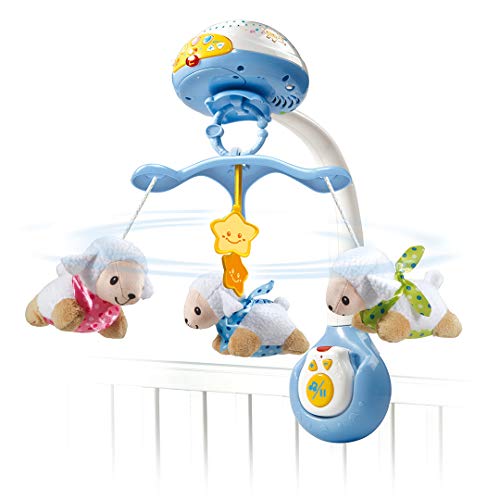 VTech Lumi Mobile Compte-moutons Sonoro - Móvil para cuna (Azul, De plástico, Niño, 3 año(s), Francés, CE)