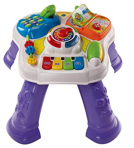 VTech - Mesita parlanchina 2 en 1, Juguete para bebes +9 meses, Mesa de actividades con panel extraíble, 6 zonas interactivas, multicolor, embalaje sostenible, SPB, versión ESP (3480-148067)