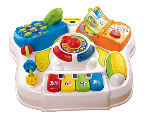 VTech - Mesita parlanchina 2 en 1, Juguete para bebes +9 meses, Mesa de actividades con panel extraíble, 6 zonas interactivas, multicolor, embalaje sostenible, SPB, versión ESP (3480-148067)