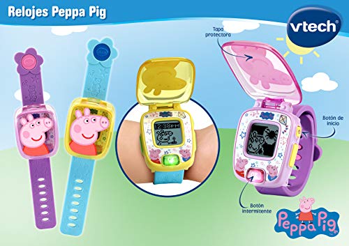 VTech- Peppa Pig Juguete Reloj, Color azul (3480-526067)