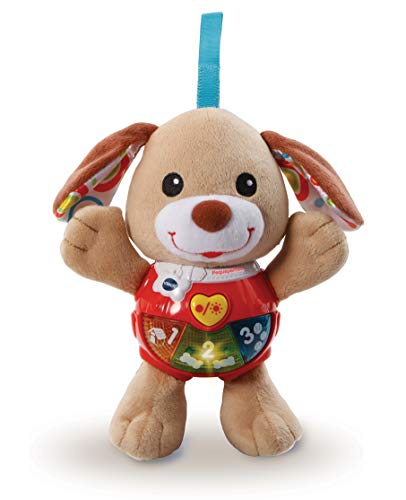 VTech Pequeperrito Peluche Interactivo, Multicolor (3480 502322) + 80 185322 Sonajero Pajarito Pío con Voz, Color (3480 185322)