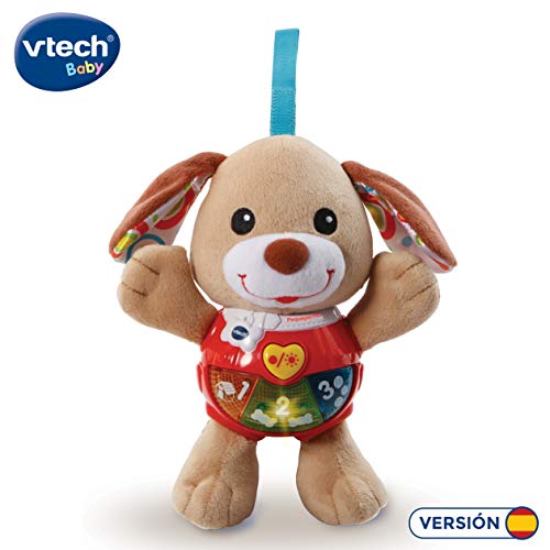 VTech Pequeperrito Peluche Interactivo, Multicolor (3480 502322) + 80 185322 Sonajero Pajarito Pío con Voz, Color (3480 185322)