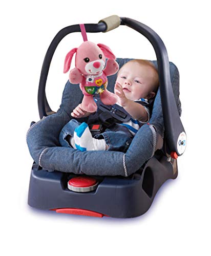 VTech Pequeperrito - Perrito Educativo para bebé, con Canciones y Clip para Colgar en la Cuna, Silla y Carrito de bebé; Relajante y Suave Juguete Interactivo, para niños y niñas de 3, 6 o 12 Meses