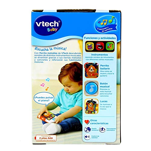 VTech- Perrito, MP3 Reproductor Musical de Juguete para bebé con más de 65 melodías, Canciones, Sonidos y Voces, enseña Vocabulario e Instrumentos (3480-508422) , color/modelo surtido