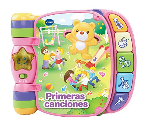 VTech - Primeras canciones, libro interactivo para bebé +6 meses con las canciones infantiles más populares, aprende instrumentos, sonidos y notas musicales, color rosa (80-166757)