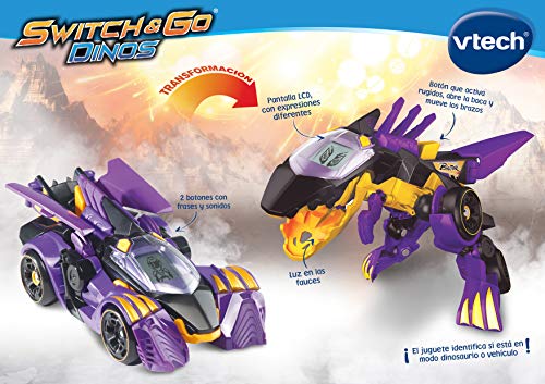 VTech- Rayo, el espinosaurio bólido de Carreras. Dinosaurio electrónico interactivo transformable en coche con voz, funciones, mas de 60 sonidos y frases. (3480-195222) , color/modelo surtido