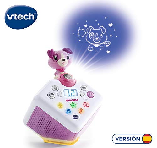 VTech - StoriKid cuentacuentos con proyector, escucha historias, poemas o canciones acompañadas de una proyección, graba tu propia historia, temporizador, luz de noche, color blanco/rosa (80-608067)