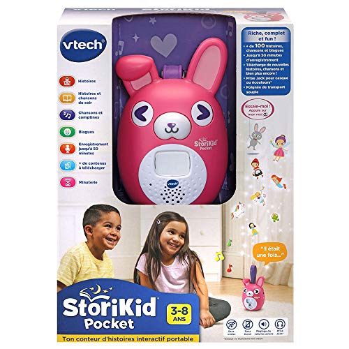 VTech StoriKid Pocket Rose - Caja de Historias portátil para niños de 3 a 8 años - Versión FR