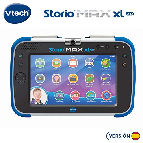 VTech - Storio Max XL 2.0, Tablet educativo multifunción 7", especialmente diseñado para niños, cámara 180º para fotos y selfies, vídeos, juegos, cine, historias, color azul, versión ESP (80-194622)