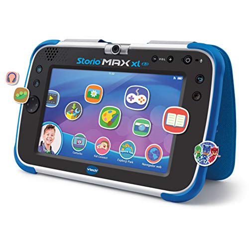 VTech - Storio Max XL 2.0, Tablet educativo multifunción 7", especialmente diseñado para niños, cámara 180º para fotos y selfies, vídeos, juegos, cine, historias, color azul, versión ESP (80-194622)