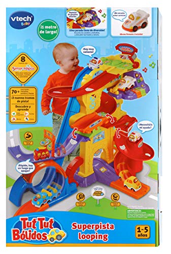 VTech - Superpista Looping TutTut Bólidos, Playset interactivo con diferentes tramos, pistas y giros 360º, incluye el coche de Bruno fórmula 1 (80-156922) , color/modelo surtido