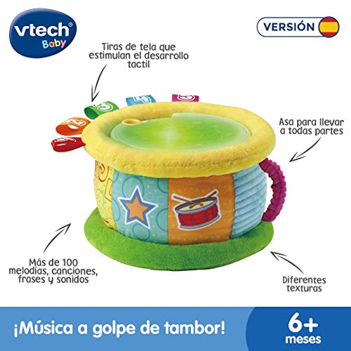 VTech Tambor Luces mágicas | Juguete para bebé +6 Meses | Bilingüe español-inglés | Más de 100 Canciones, melodías, Frases y Sonidos | Versión ESP | Multicolor, Color (3480-612547)