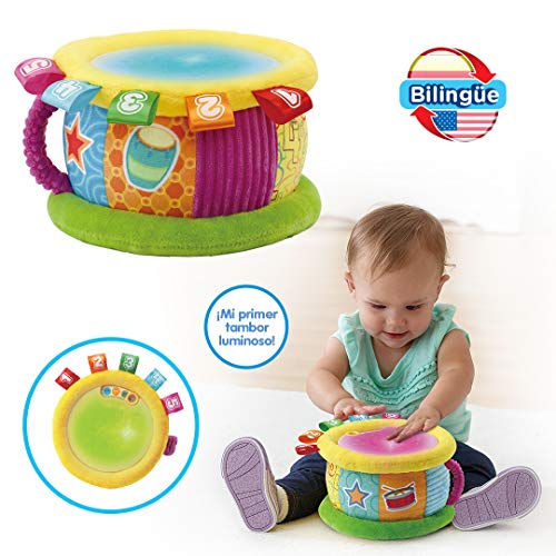 VTech Tambor Luces mágicas | Juguete para bebé +6 Meses | Bilingüe español-inglés | Más de 100 Canciones, melodías, Frases y Sonidos | Versión ESP | Multicolor, Color (3480-612547)